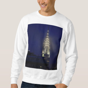 Chrysler Building Lit up at Dusk in the Mist Sweatshirt