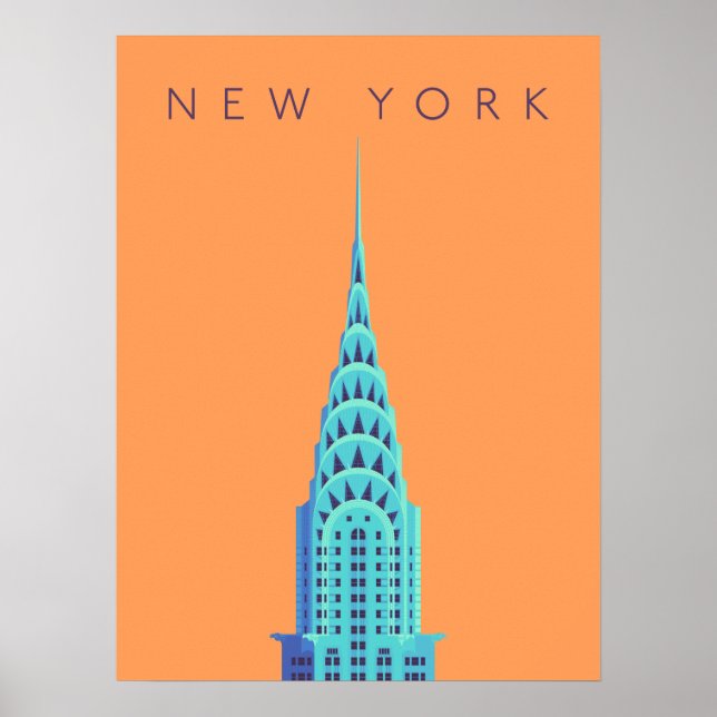 Chrysler Building New York Art Deco - Text Orange Poster (Front)