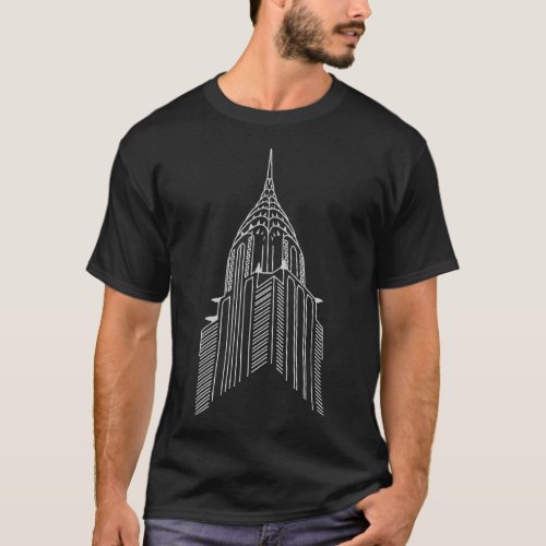 Chrysler Building outline shirt silver