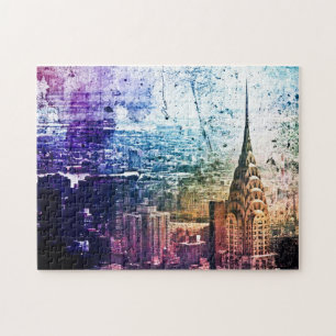 Chrysler Building - Paint Splattered - New York Jigsaw Puzzle