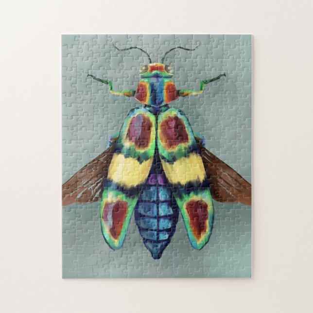 Chrysochroa fulgens Wood-boring Beetle Painting Jigsaw Puzzle (Vertical)