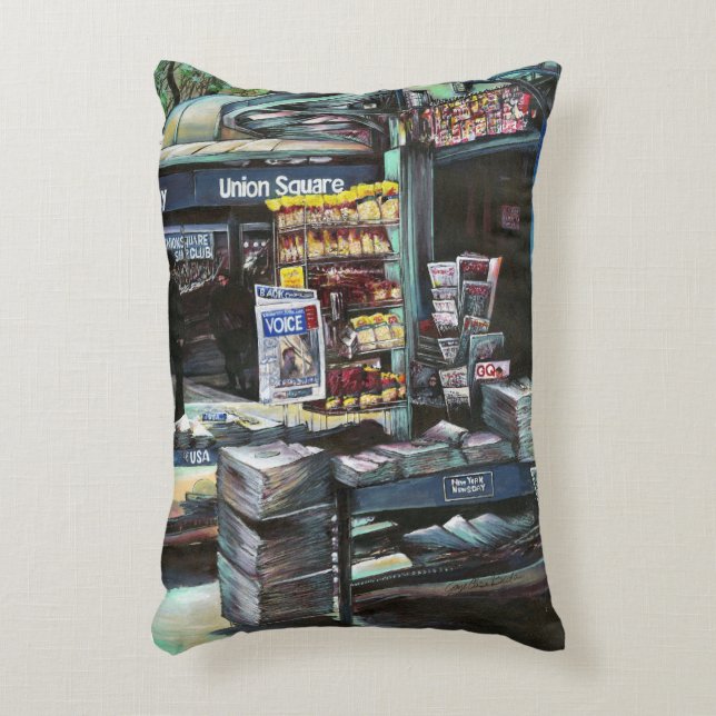 Chrysocolia Morning, Union Square, NYC Decorative Pillow (Front(Vertical))