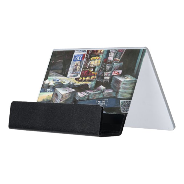 Chrysocolia Morning, Union Square, NYC Desk Business Card Holder (Angled Front)