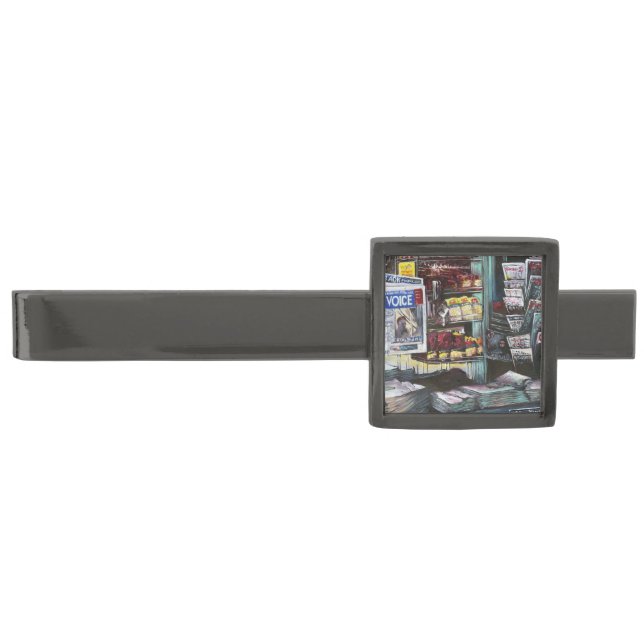 Chrysocolia Morning, Union Square, NYC Gunmetal Finish Tie Bar (Front)