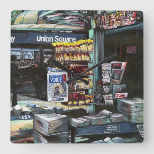 Chrysocolia Morning, Union Square, NYC Square Wall Clock