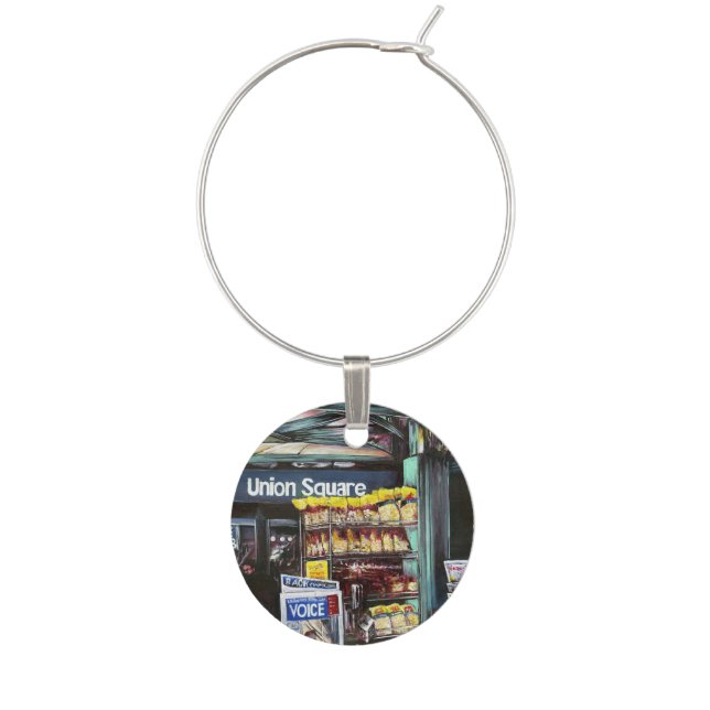 Chrysocolia Morning, Union Square, NYC Wine Glass Charm (Front)
