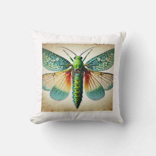 Chrysopa dorsal view 200624IREF201 _ Watercolor Throw Pillow