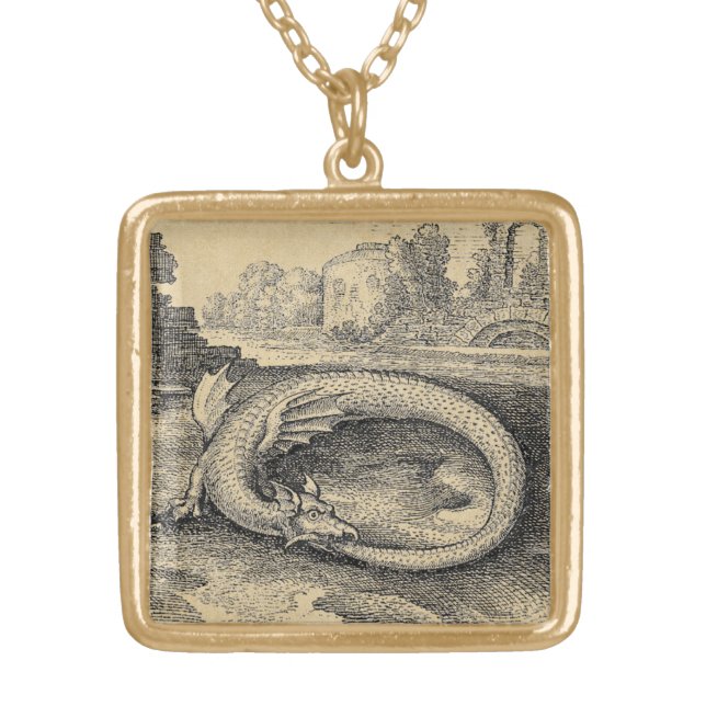 Chrysopoeia Ouroboros Serpent of Cleopatra Gold Plated Necklace (Front)