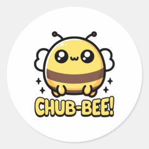 Chub-bee! Cute Chubby Bee Pun Classic Round Sticker