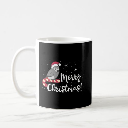 Chubby African Grey Parrot Merry Christmas Kawaii Coffee Mug