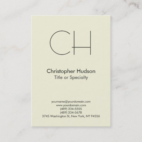 Chubby Beige Trendy Modern Monogram Business Card