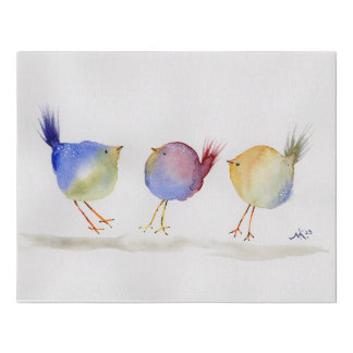 Chubby Birds Collection, 3 little Peeps Faux Canvas Print