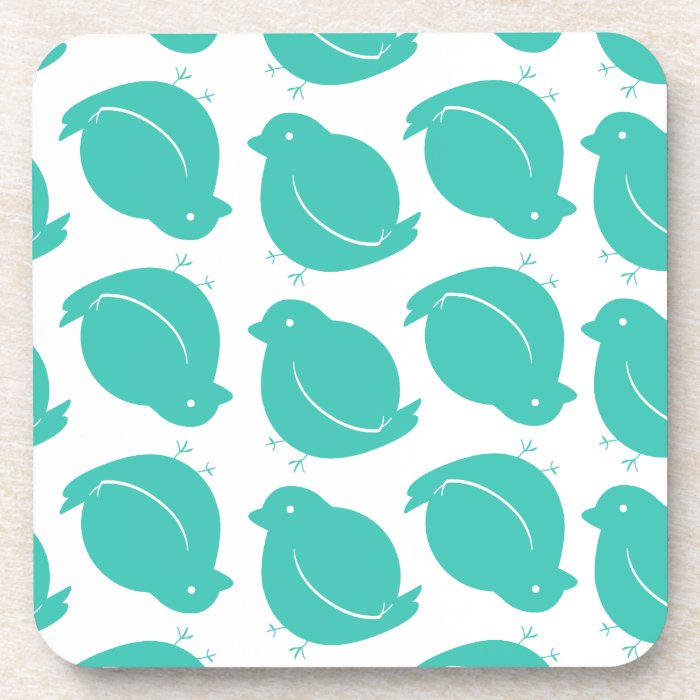 Chubby Birds Teal Beverage Coasters