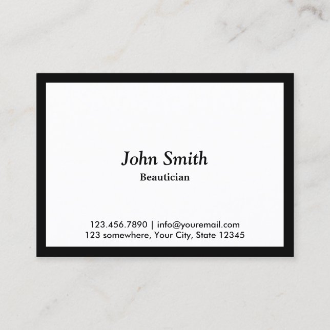 Chubby Black Border Beautician Business Card (Front)