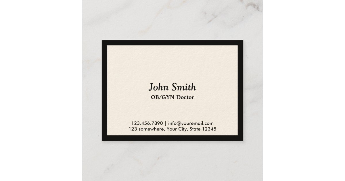 Chubby Black Border OB/GYN Business Card | Zazzle