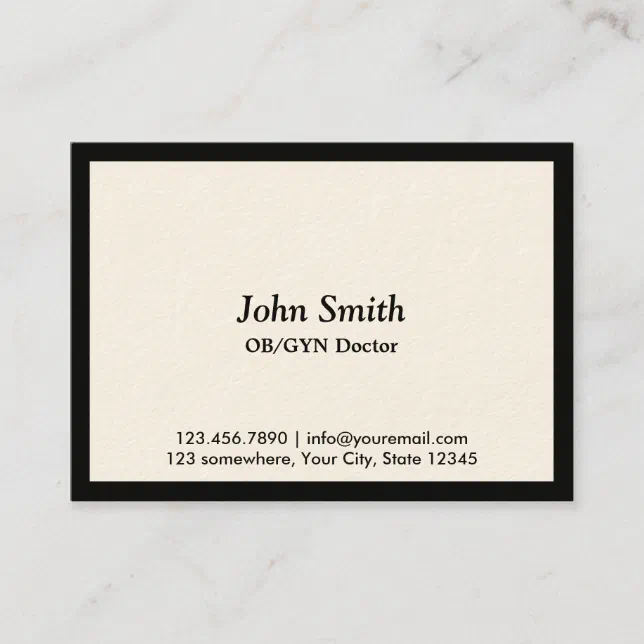Chubby Black Border OB/GYN Business Card | Zazzle