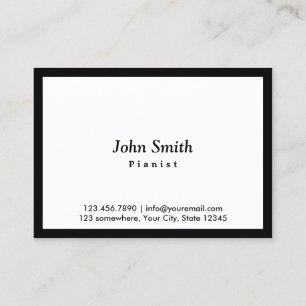 Chubby Black Border Pianist Business Card