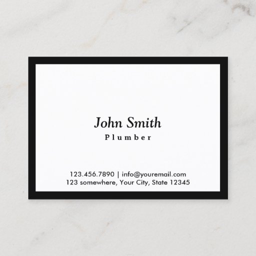 Customizable Chubby Black Border Plumbing Business Card