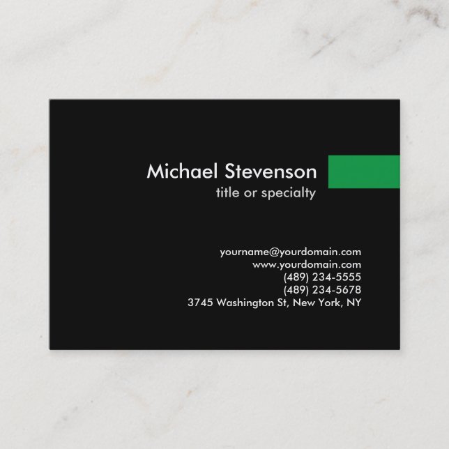 Chubby Black Green Trendy Unique Business Card (Front)