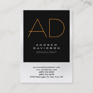 Chubby Black Orange Gray Monogram Business Card