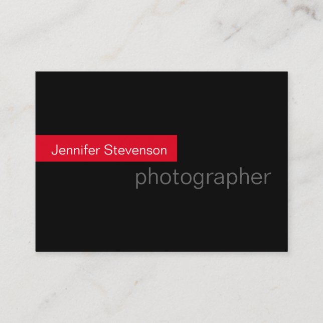Chubby Black Red Trendy Photography Business Card (Front)