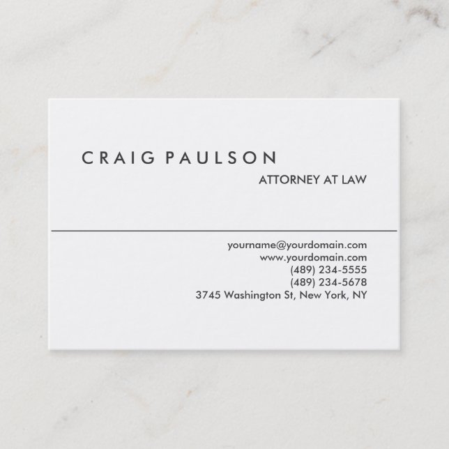 Chubby Black White Attorney at Law Business Card (Front)