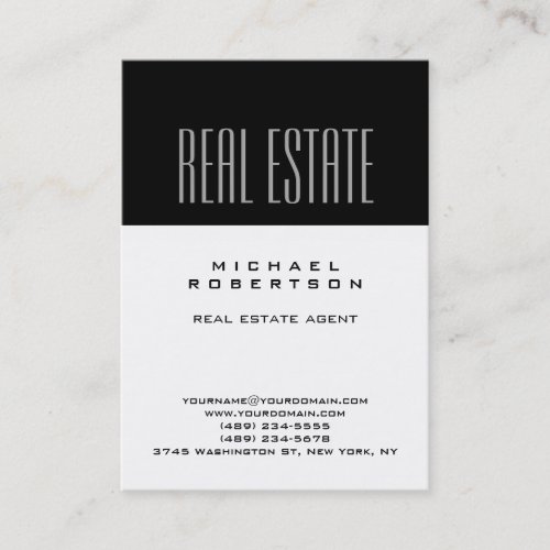 Chubby Black White Real Estate Agent Business Card