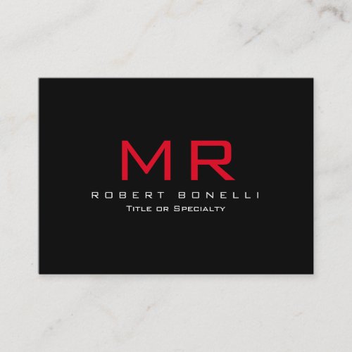 Chubby Black White Red Monogram Business Card