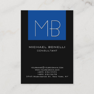 Chubby blue black background monogrammed business card