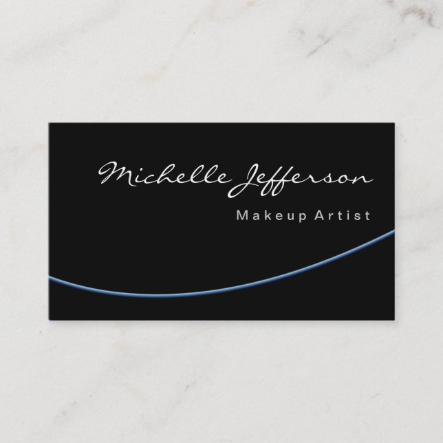 Chubby Blue Spiral Black Gray Script Business Card (Front)