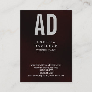 Chubby Browny Red Monogram Plain Business Card