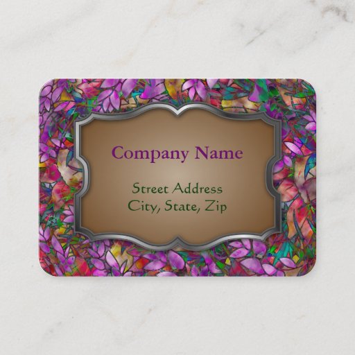 Customizable Chubby Business Card Floral Abstract Stained Glass