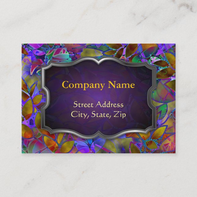 Chubby Business Card Floral Abstract Stained Glass (Front)