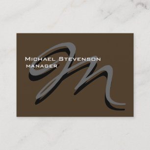 Chubby Cafe Noir Gray Monogram Business Card