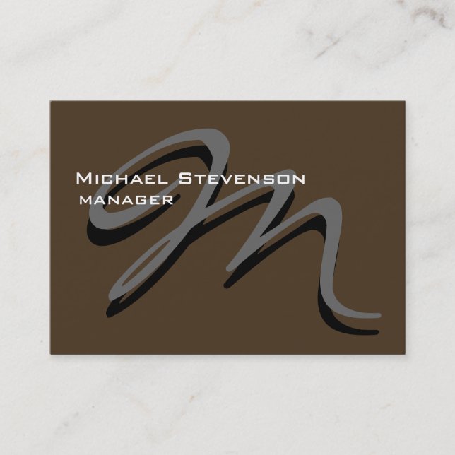 Chubby Cafe Noir Gray Monogram Business Card (Front)