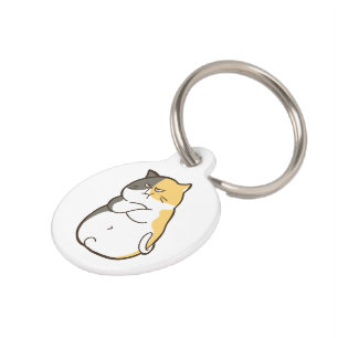Chubby Calico Cat - Kawaii Sticker Pet ID Tag