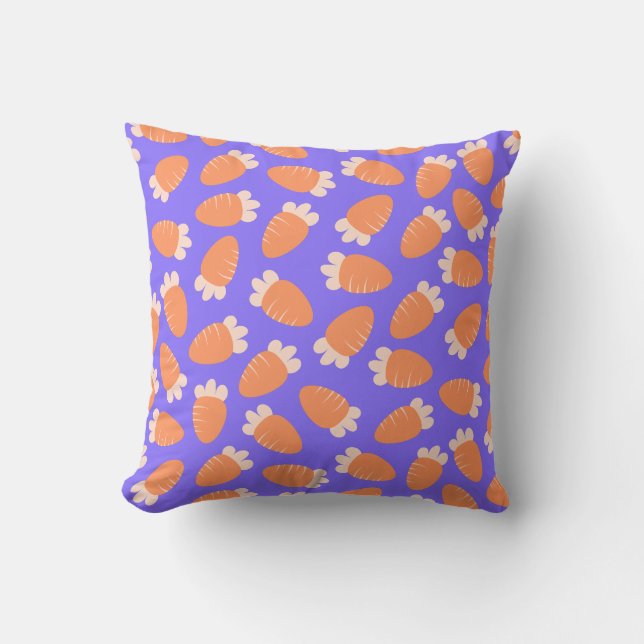 Chubby Carrots Lavender Throw Pillow (Front)