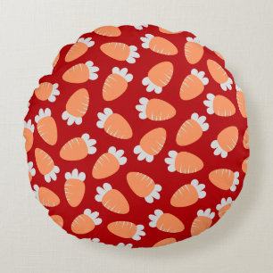 Chubby Carrots Red Round Pillow