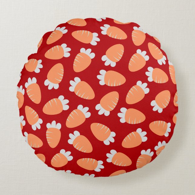 Chubby Carrots Red Round Pillow (Front)