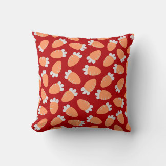 Chubby Carrots Red Throw Pillow