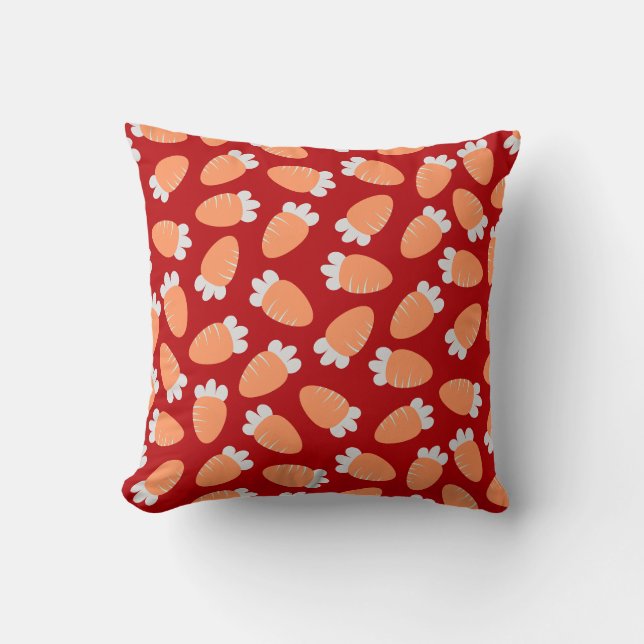 Chubby Carrots Red Throw Pillow (Front)