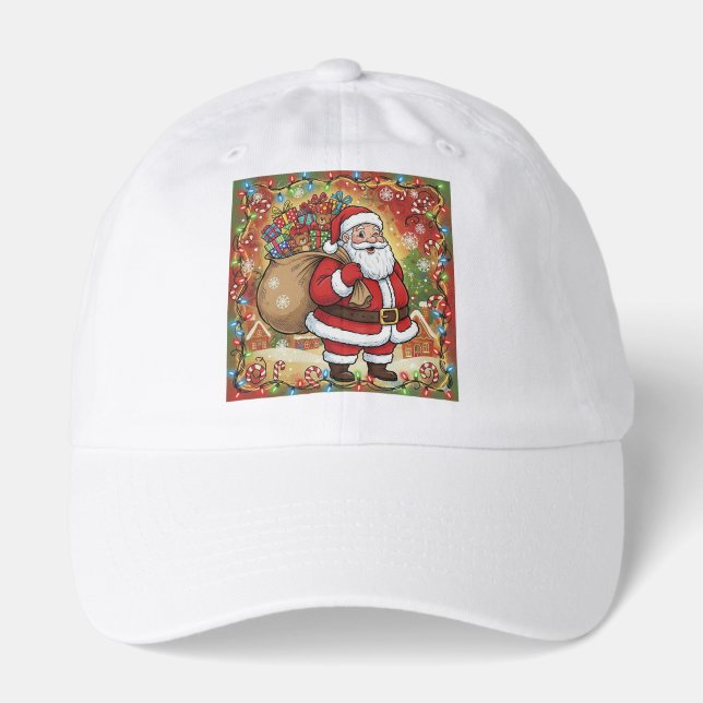 Chubby Cartoon Santa Claus with Presents Sack Hat (Front)