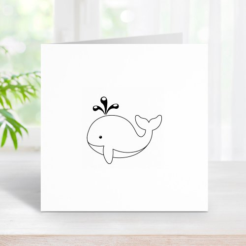 Chubby Cartoon Whale 2 Rubber Stamp