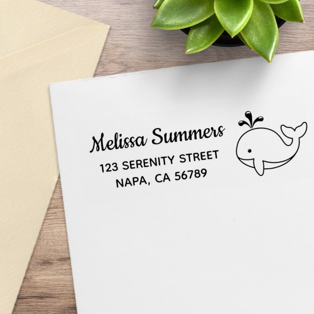 Chubby Cartoon Whale Return Address Rubber Stamp (Creator Uploaded)