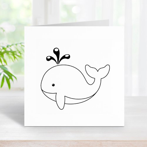 Chubby Cartoon Whale Rubber Stamp