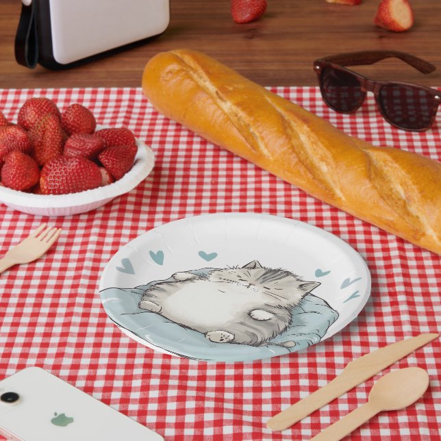 Chubby Cat Chill Vibes Paper Plates (Picnic)