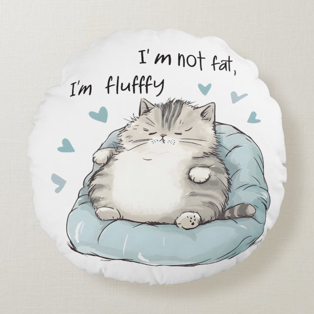 Chubby Cat Chill Vibes Round Pillow (Front)