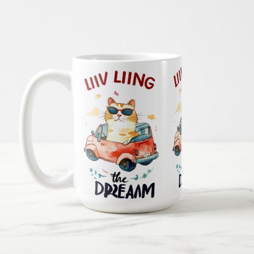 Chubby Cat Living the Dream Coffee Mug