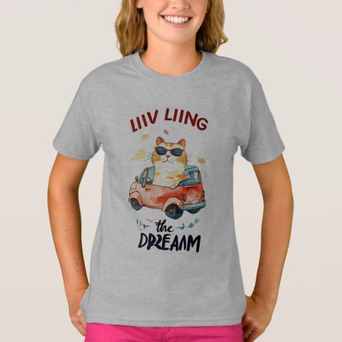 Chubby Cat Living the Dream Kids T_Shirt