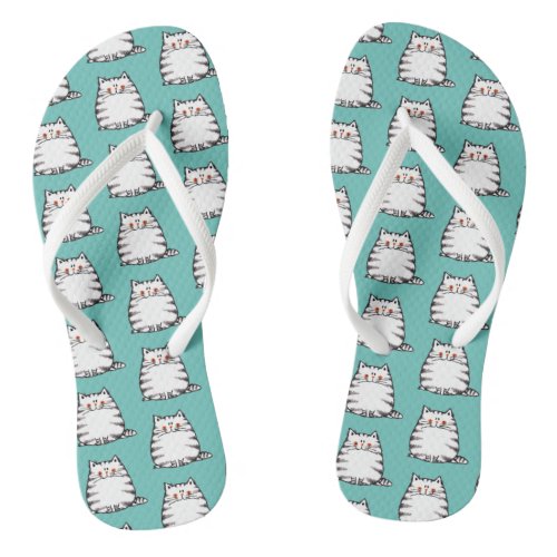 chubby cat pattern flip flops